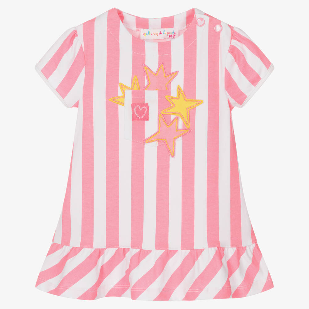Agatha Ruiz De La Prada Babies'  Girls Pink & White Striped Dress