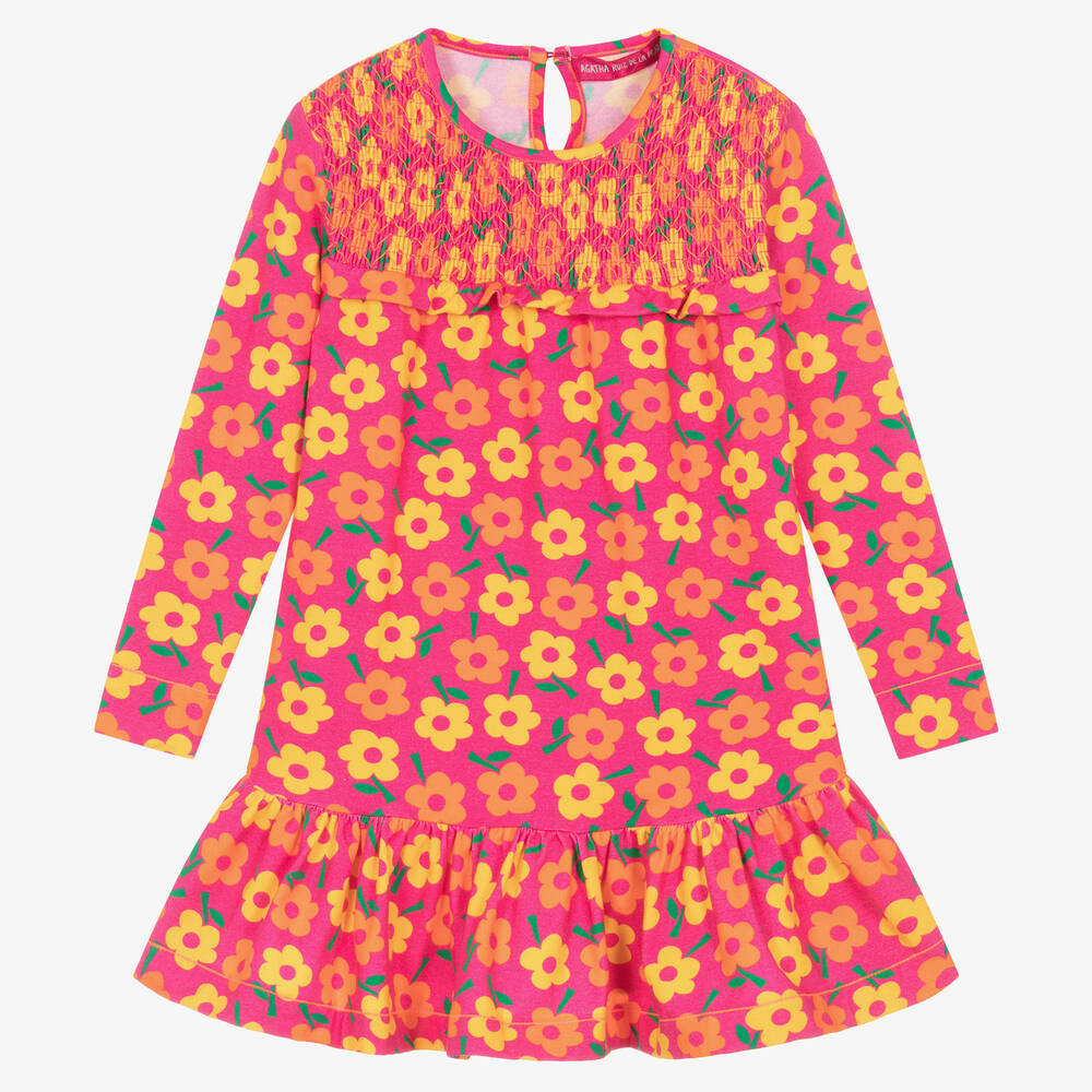 Agatha Ruiz De La Prada Kids'  Girls Pink & Yellow Floral Cotton Dress