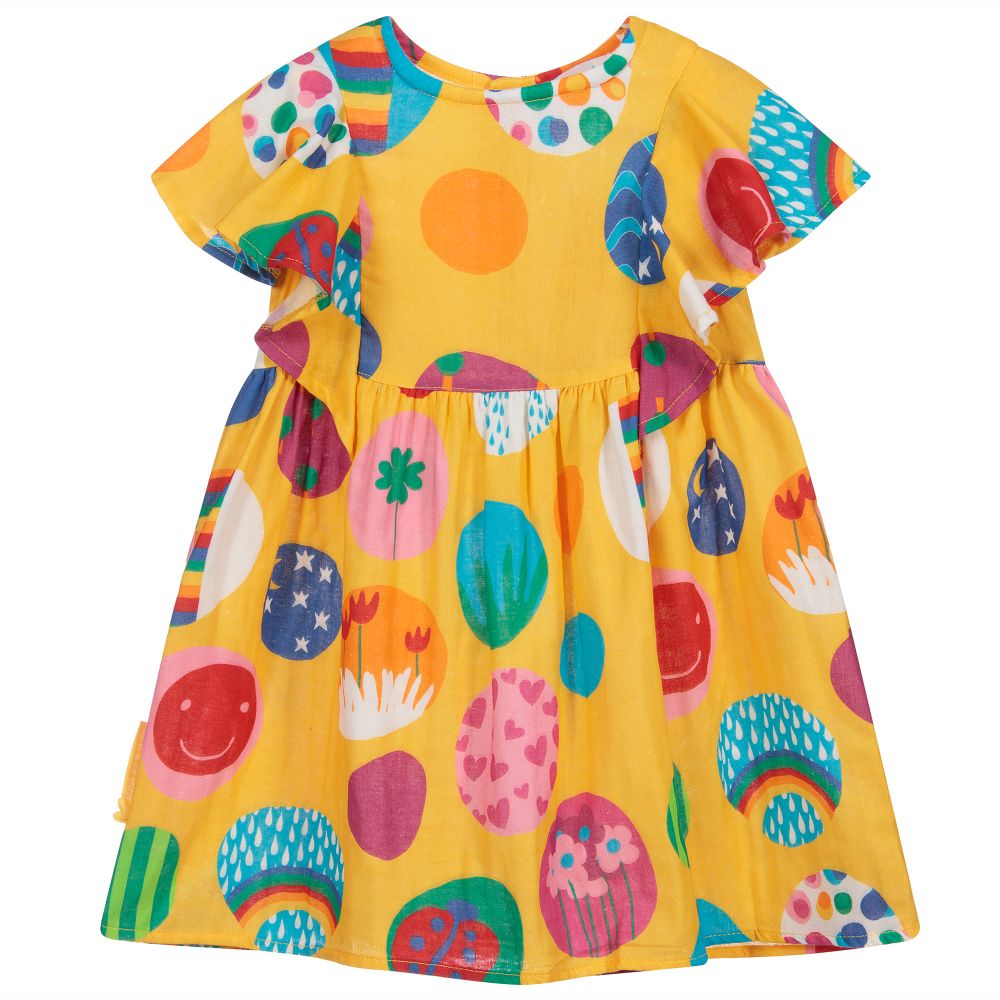 Agatha Ruiz De La Prada Babies'  Girls Yellow Cotton Dress