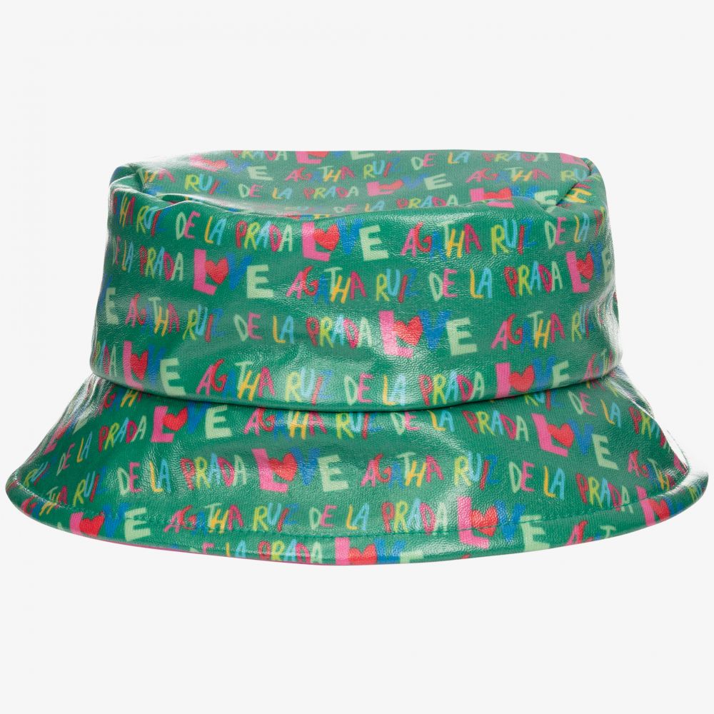 Agatha Ruiz De La Prada Babies'  Girls Green Faux Leather Bucket Hat