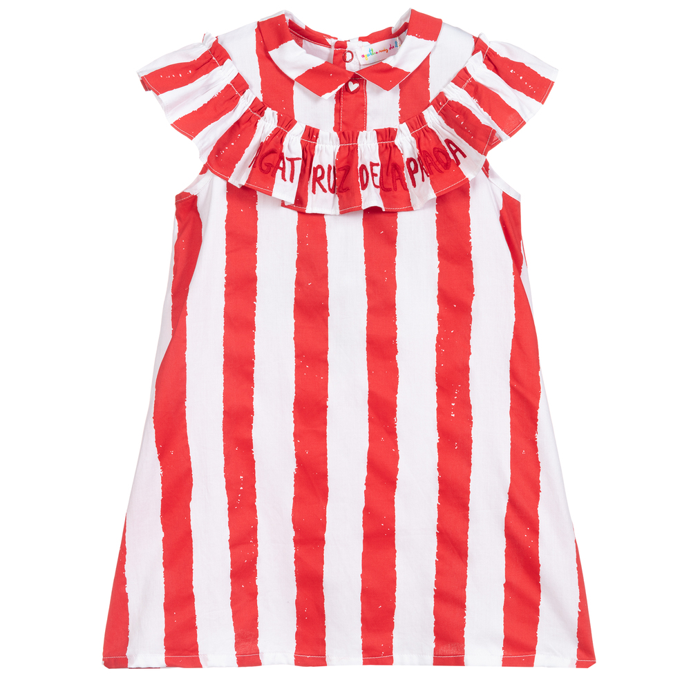 Agatha Ruiz De La Prada Babies'  Girls Red & White Stripe Dress In Multi