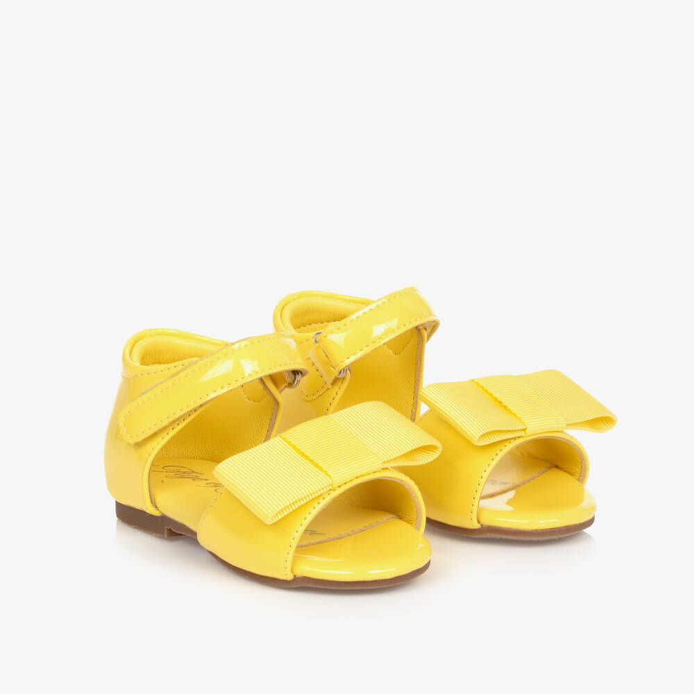 Age of Innocence - Baby Girls Yellow Leather Bow Sandals | Childrensalon