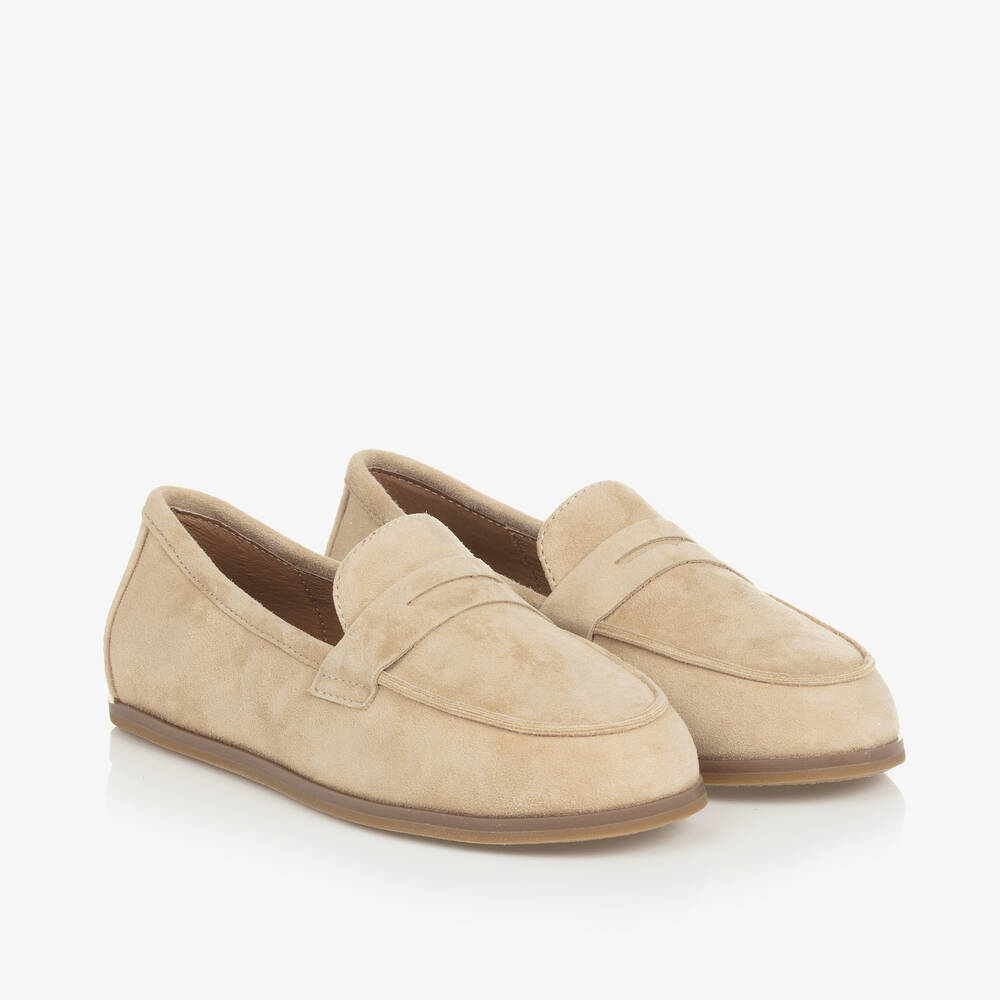 Age of Innocence - Boys Beige Suede Leather Loafers | Childrensalon