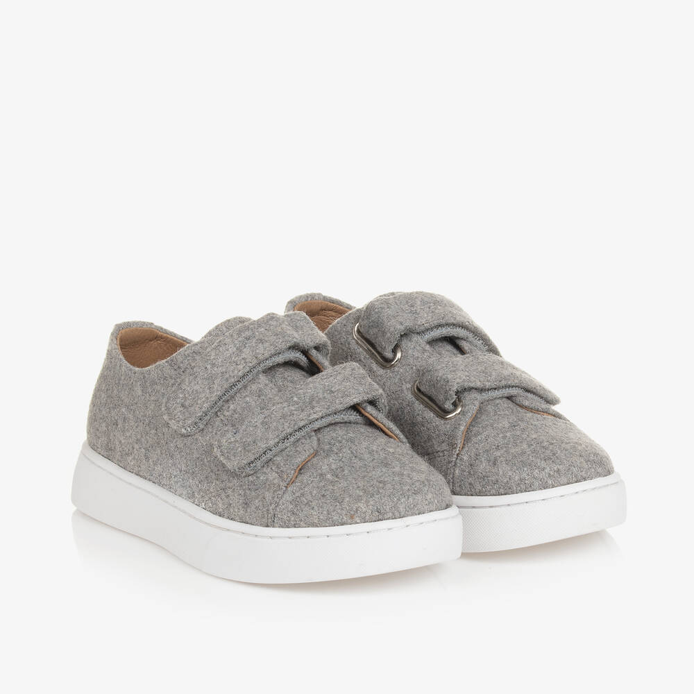 Age Of Innocence Kids'  Boys Grey Wool & Leather Velcro Trainers