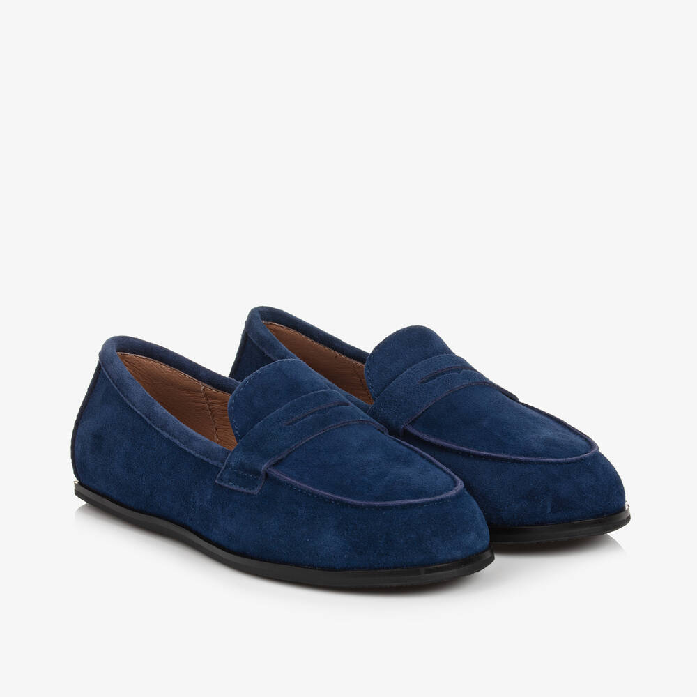 Age of Innocence - Boys Navy Blue Suede Leather Loafers | Childrensalon