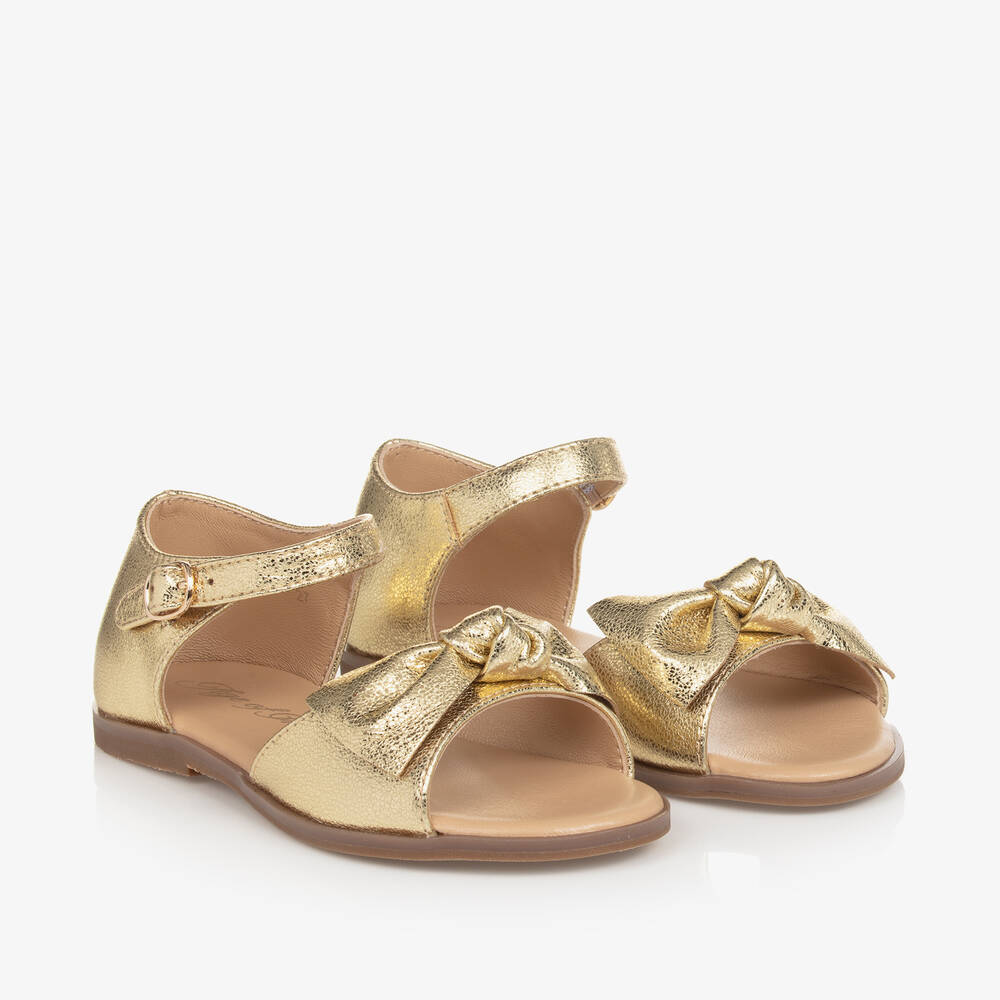 Age Of Innocence Kids'  Girls Gold Bow Leather Sandals