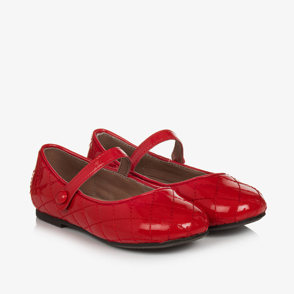 Age of Innocence - Girls Red Patent Leather Quilted Shoes | Childrensalon