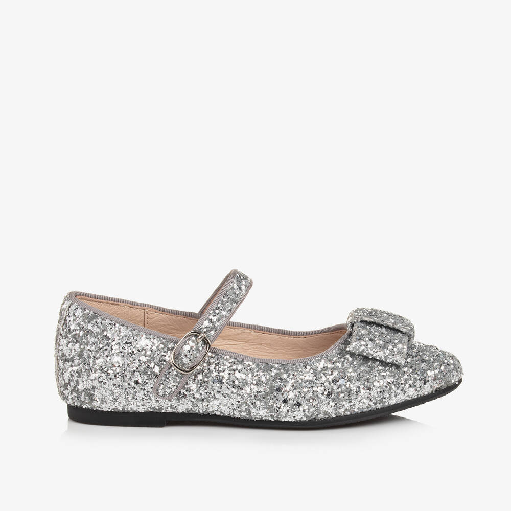Age Of Innocence Babies' Girls Silver Glittery Bow Bar Shoes