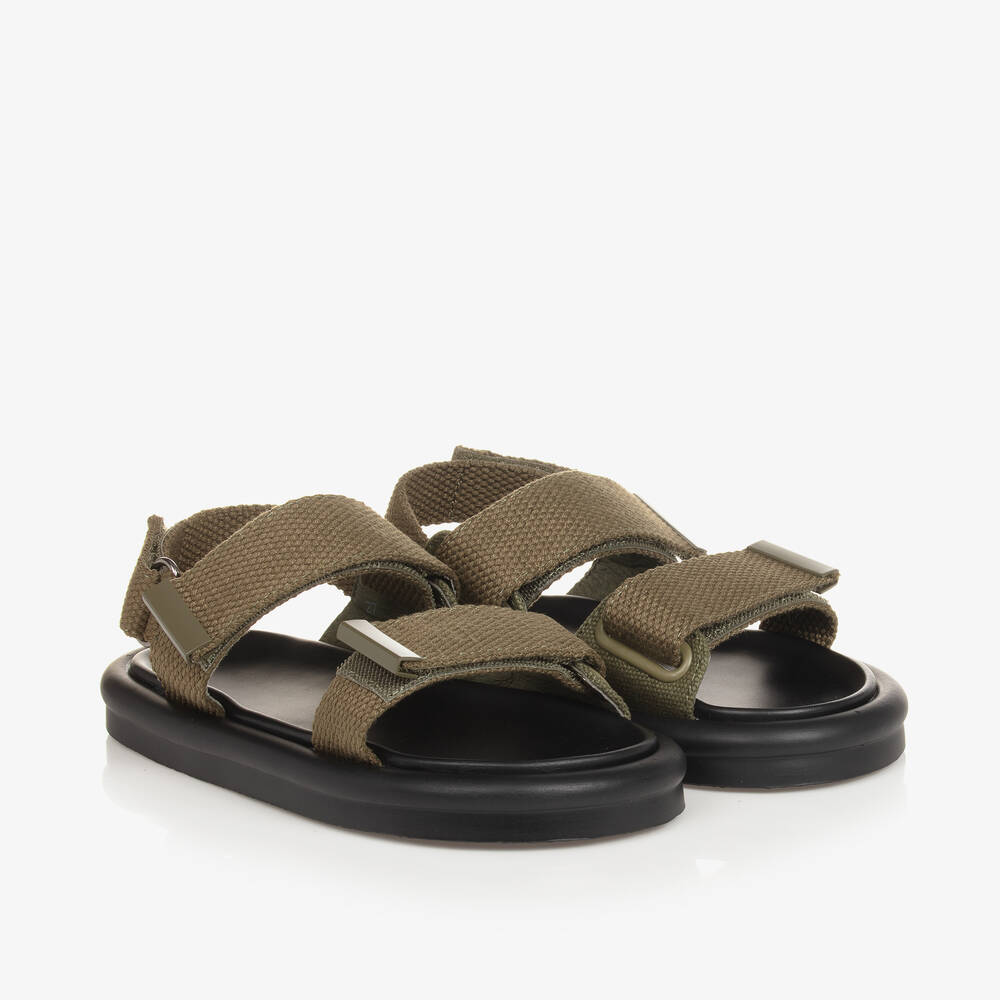 Age Of Innocence Khaki Canvas Velcro Sandals In Green