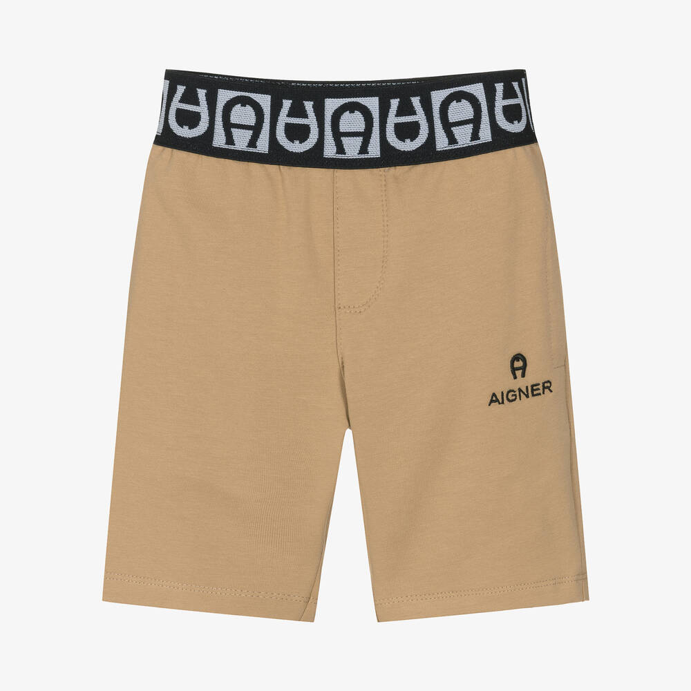 AIGNER - Baby Boys Beige Cotton Jersey Shorts | Childrensalon