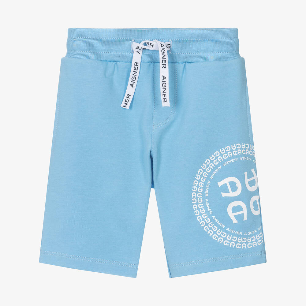 AIGNER - Baby Boys Blue Cotton Jersey Shorts | Childrensalon