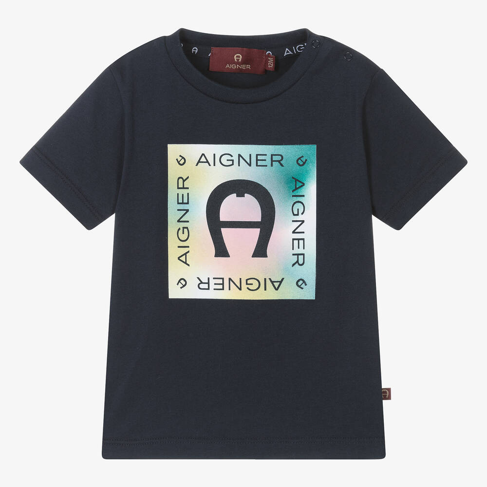AIGNER - Baby Boys Navy Blue Cotton T-Shirt | Childrensalon