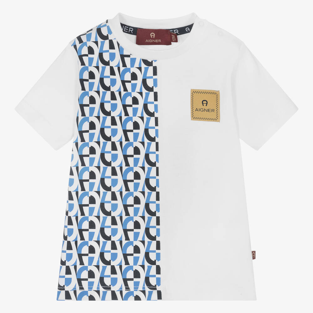 AIGNER - T-shirt blanc en coton bébé garçon | Childrensalon
