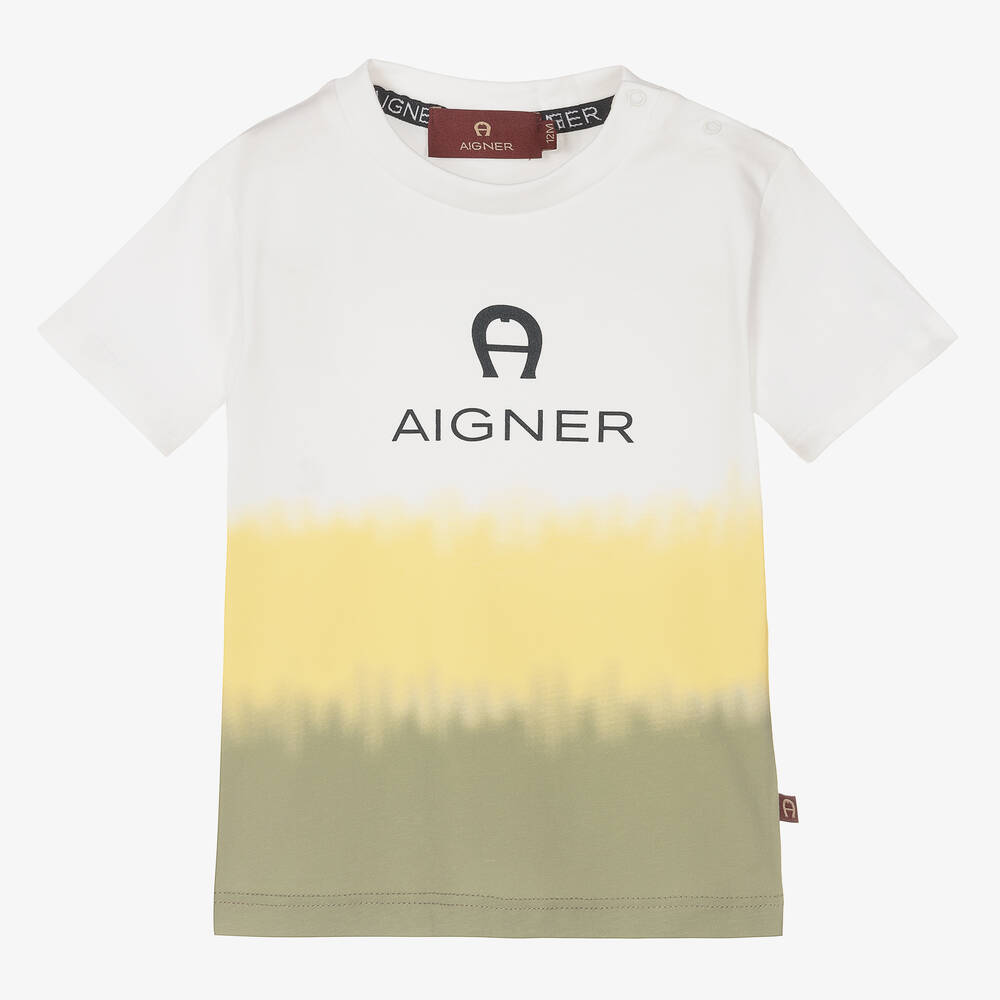 AIGNER - T-shirt blanc et jaune bébé garçon | Childrensalon