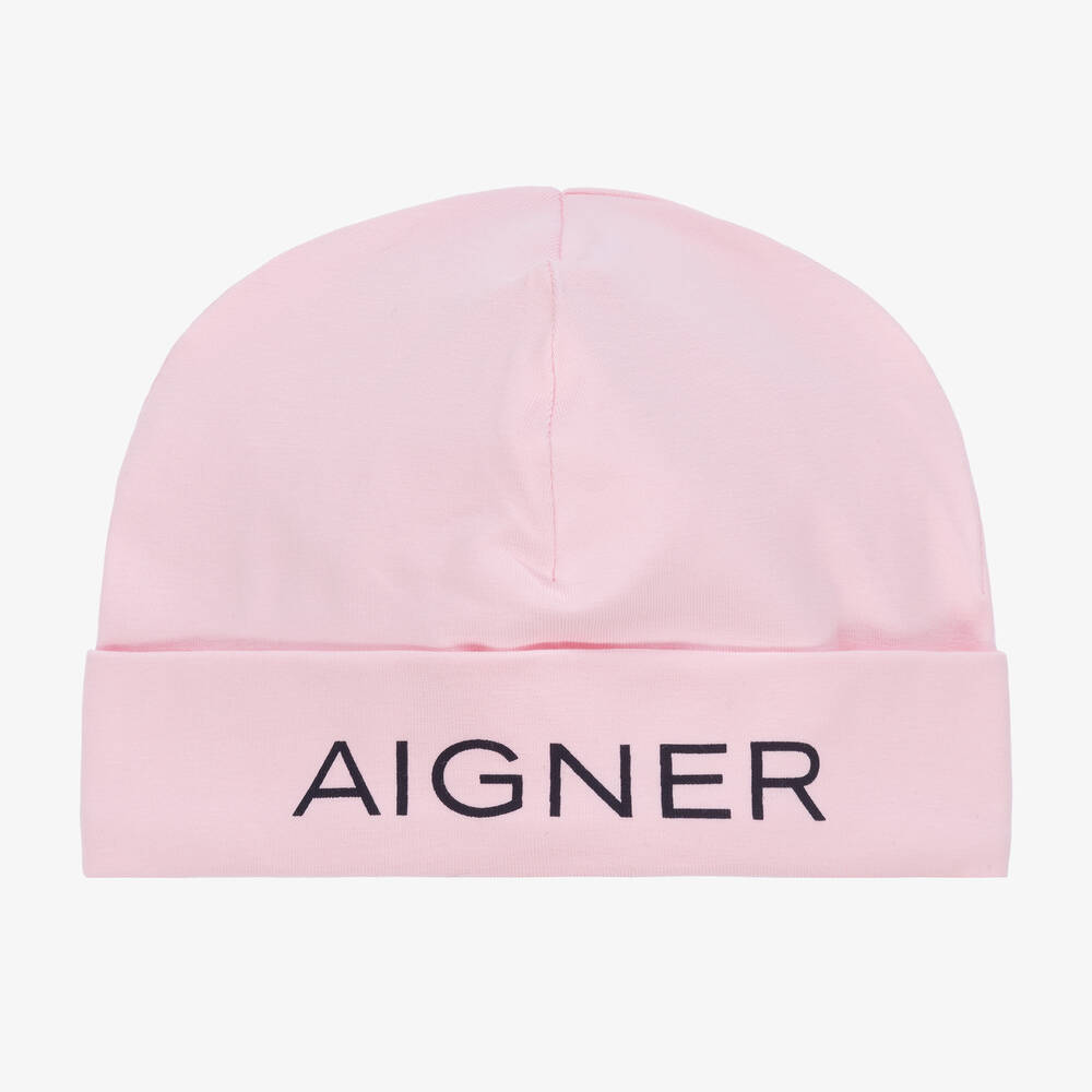 Aigner Baby Girls Pink Logo Pima Cotton Hat