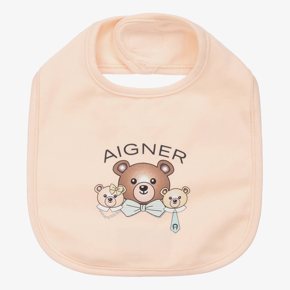 Aigner Baby Girls Pink Pima Cotton Logo Bib