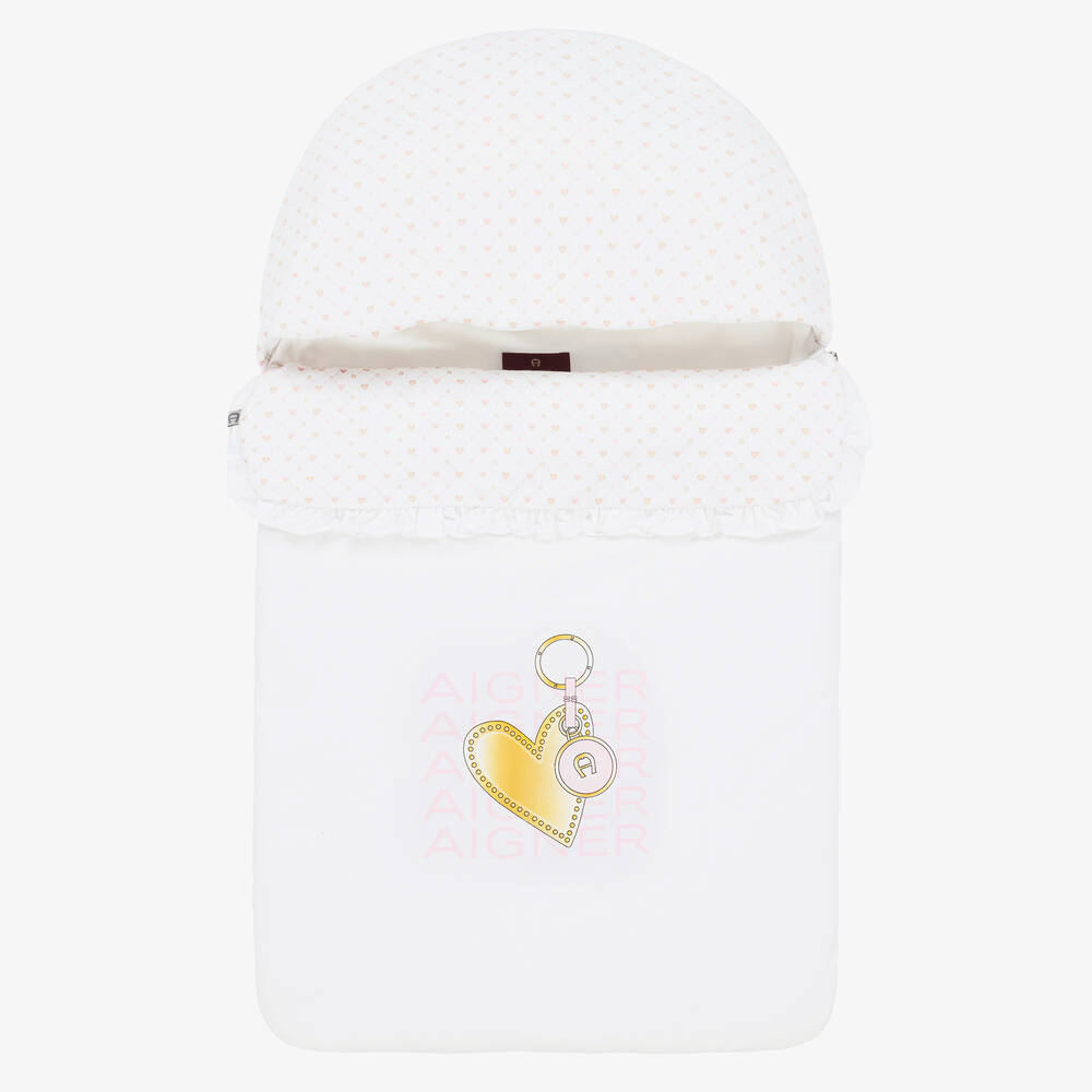 AIGNER - Белый конверт из хлопка пима для малышек (74см) | Childrensalon