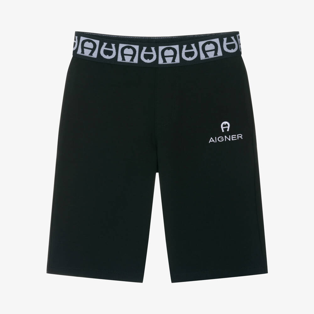 AIGNER - Boys Black Cotton Jersey Shorts | Childrensalon