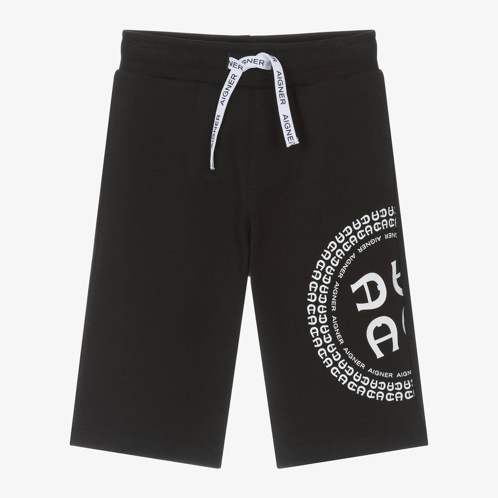 AIGNER - Boys Black Cotton Jersey Shorts | Childrensalon