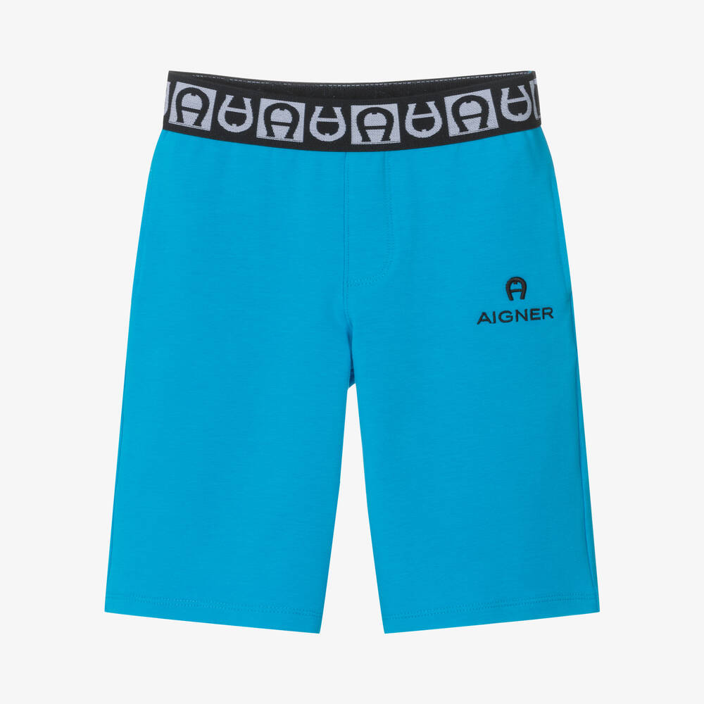 AIGNER - Boys Blue Cotton Jersey Shorts | Childrensalon