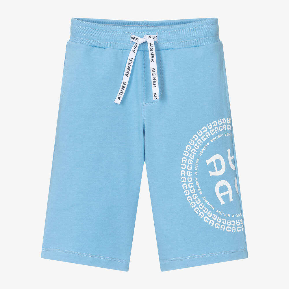 AIGNER - Boys Blue Cotton Jersey Shorts | Childrensalon