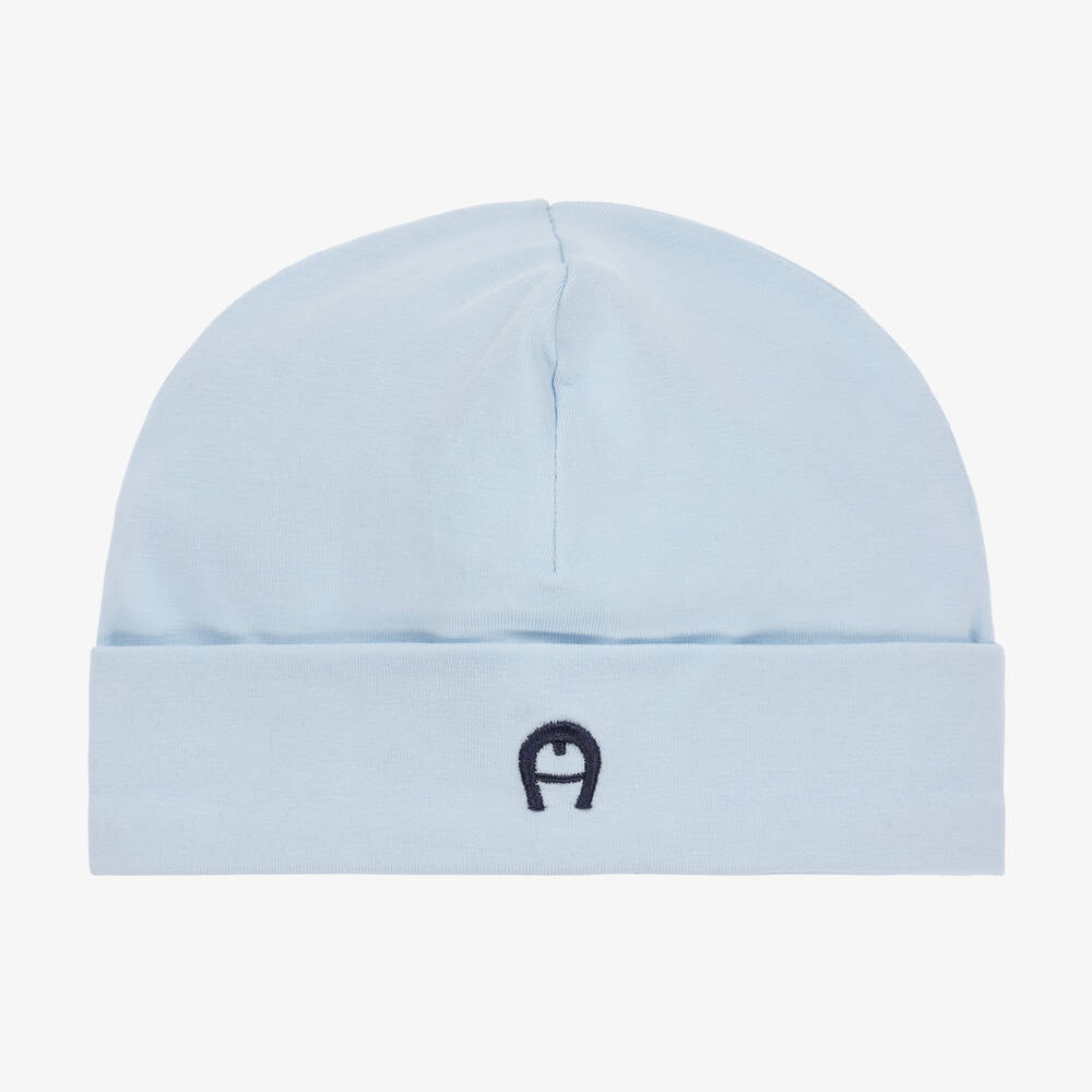 Aigner Boys Blue Pima Cotton Baby Hat