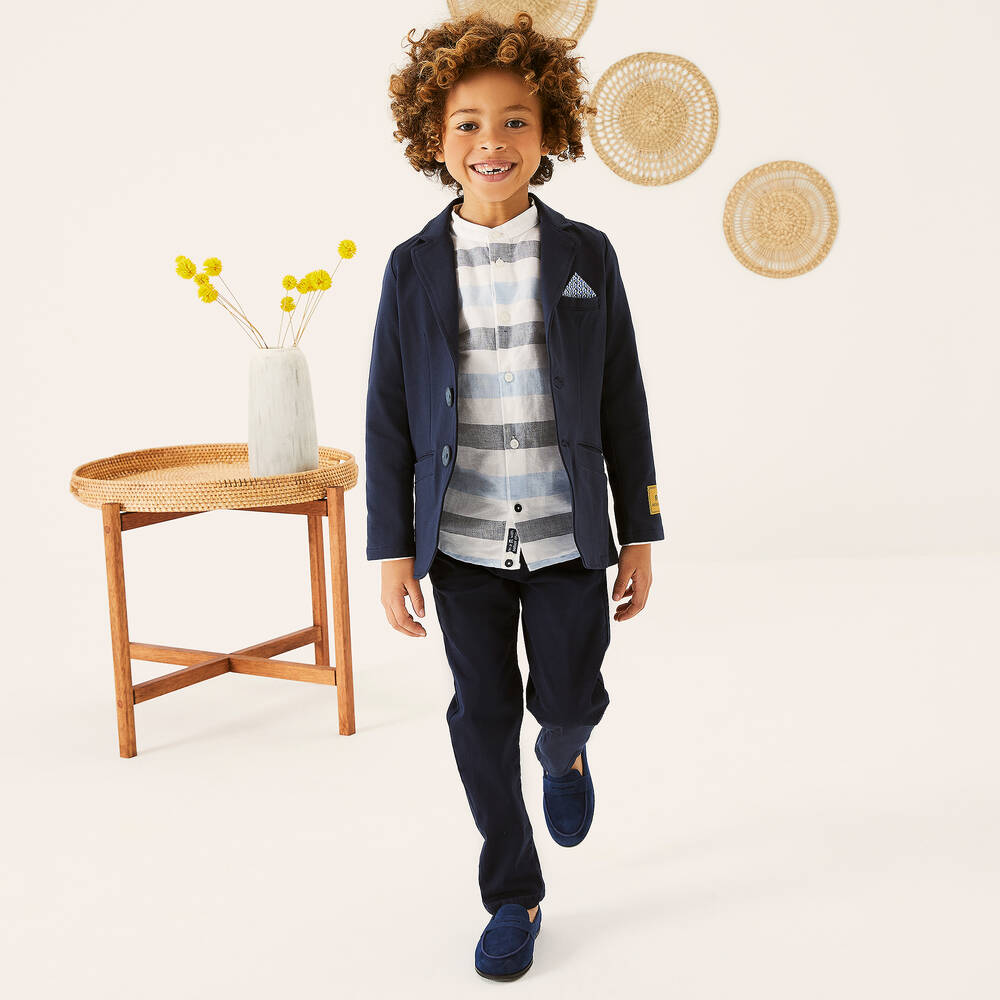 AIGNER-Blazer bleu marine en coton garçon | Childrensalon