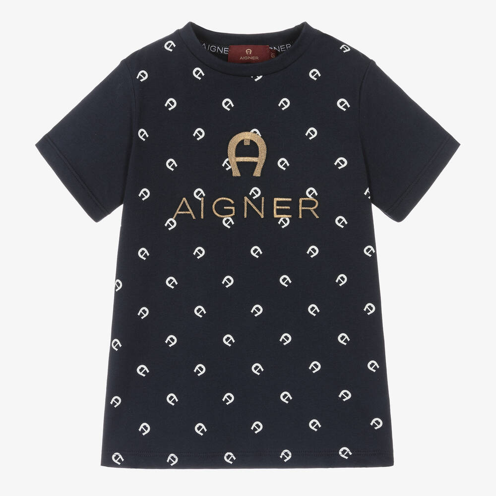 AIGNER - T-shirt bleu marine en coton garçon | Childrensalon