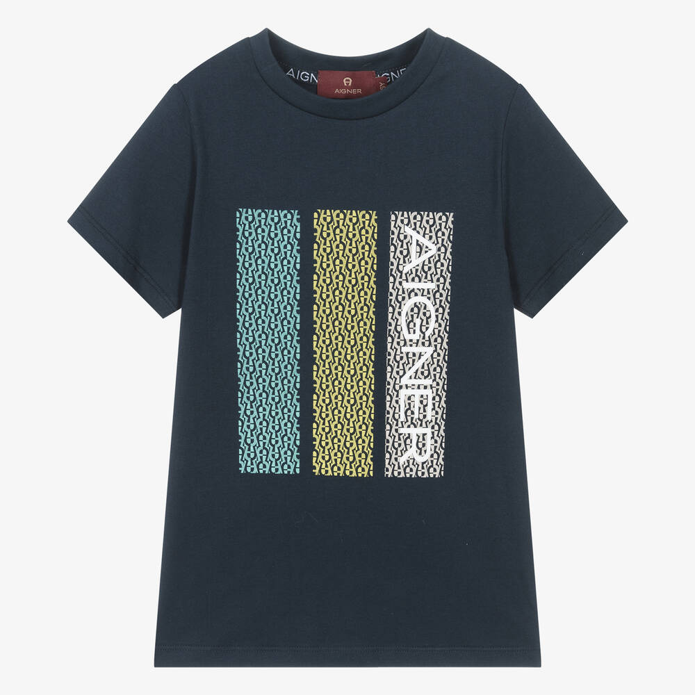 Aigner Kids'  Boys Navy Blue Cotton T-shirt