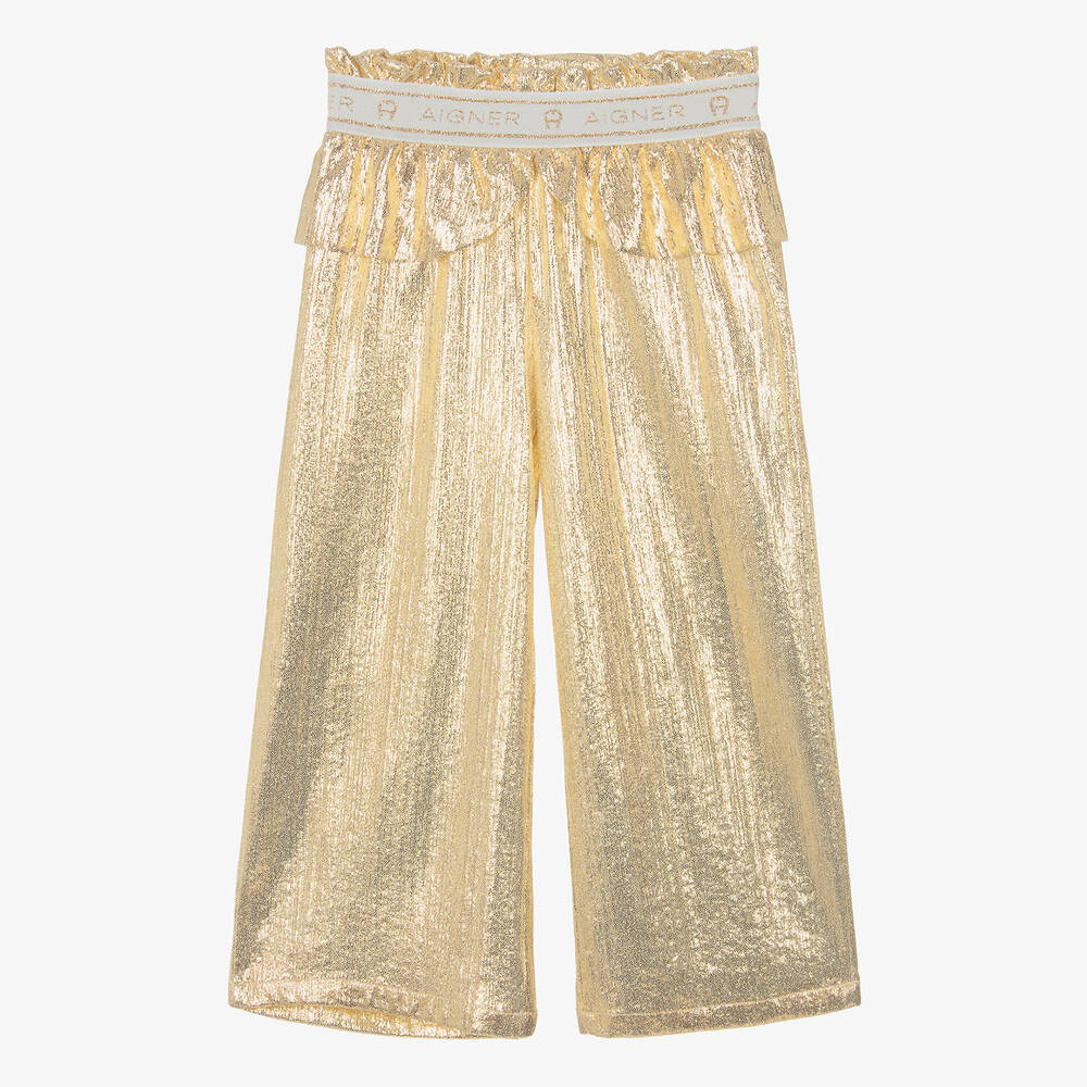 Aigner Babies'  Girls Metallic Gold Peplum Trousers