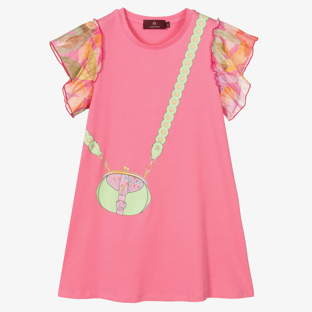 Aigner Kids'  Girls Pink Cotton Crossbody Bag Dress