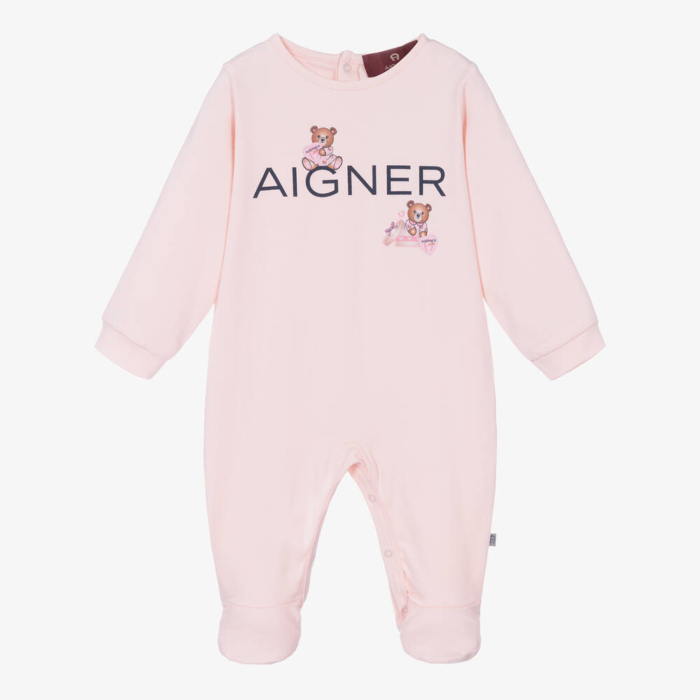 AIGNER - Розовый комбинезон из хлопка пима с медвежатами | Childrensalon