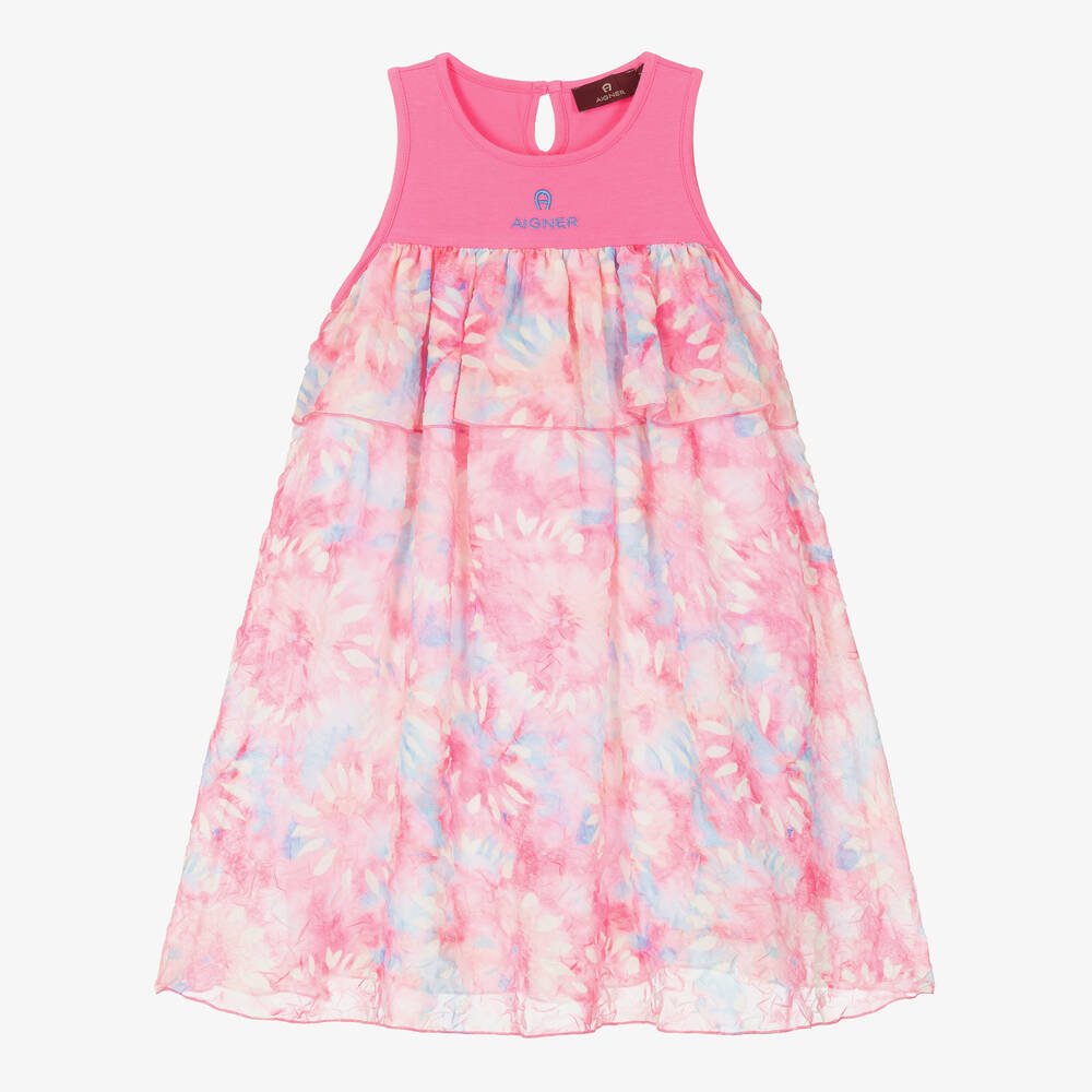 AIGNER - Розовое шифоновое платье без рукавов для девочек  | Childrensalon