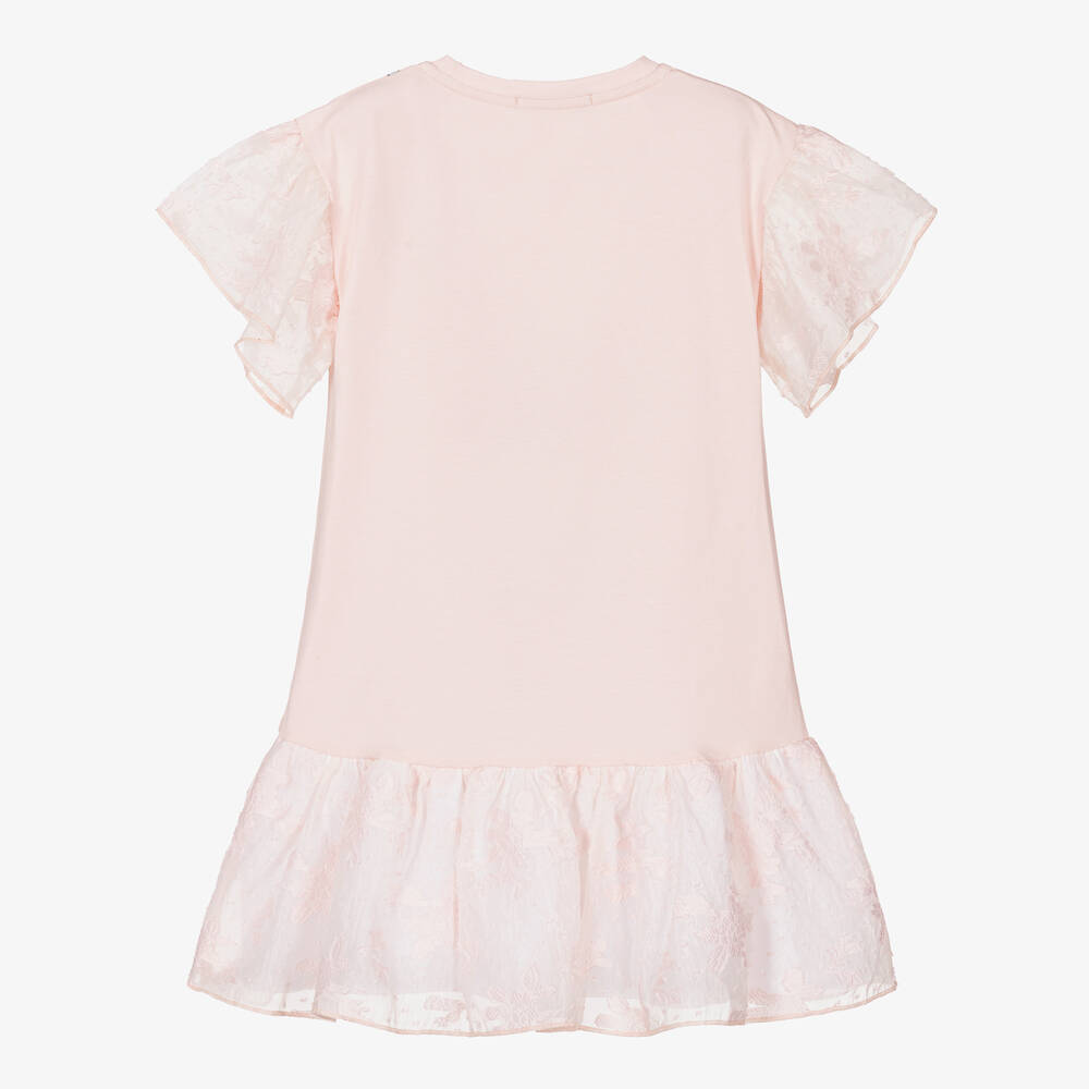 AIGNER - Girls Pink Sparkly Handbag Cotton Dress | Childrensalon