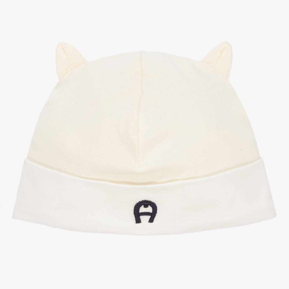 Aigner Ivory Pima Cotton Baby Hat