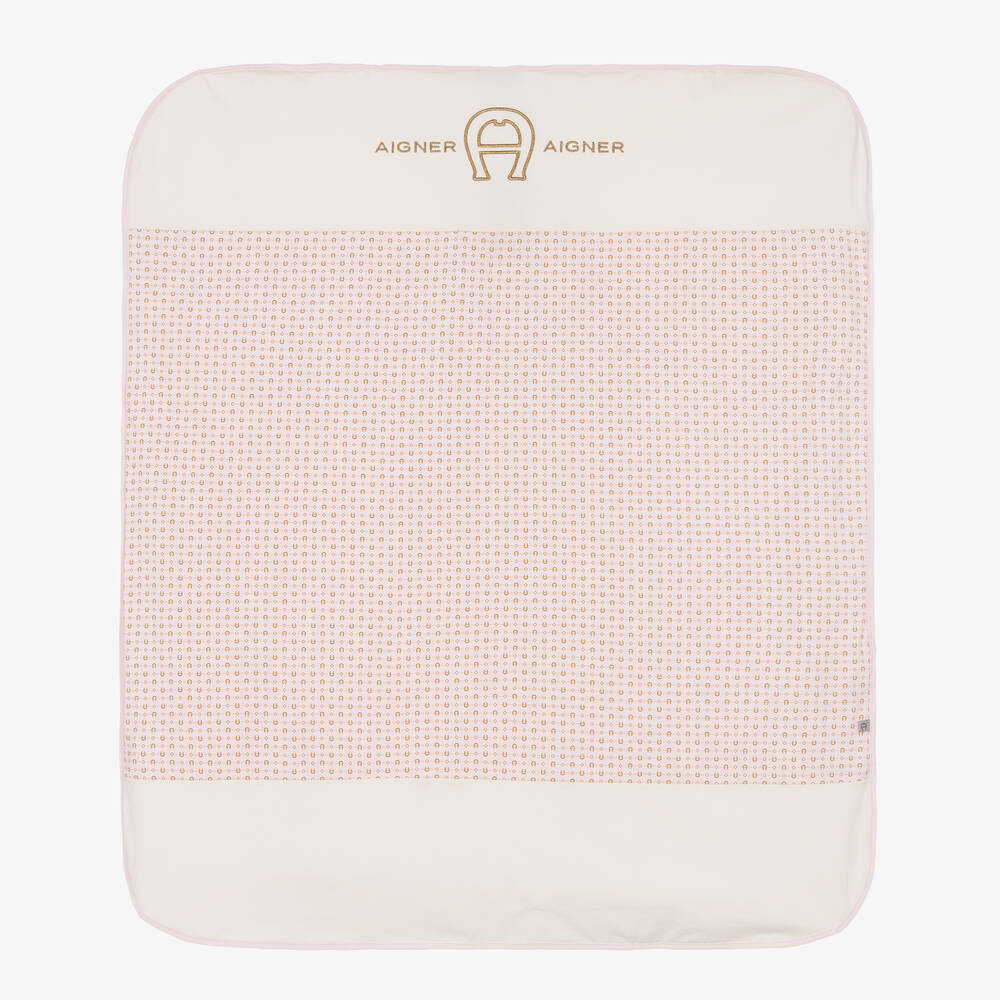 Aigner Girls Ivory & Pink Pima Cotton Baby Blanket (87cm)