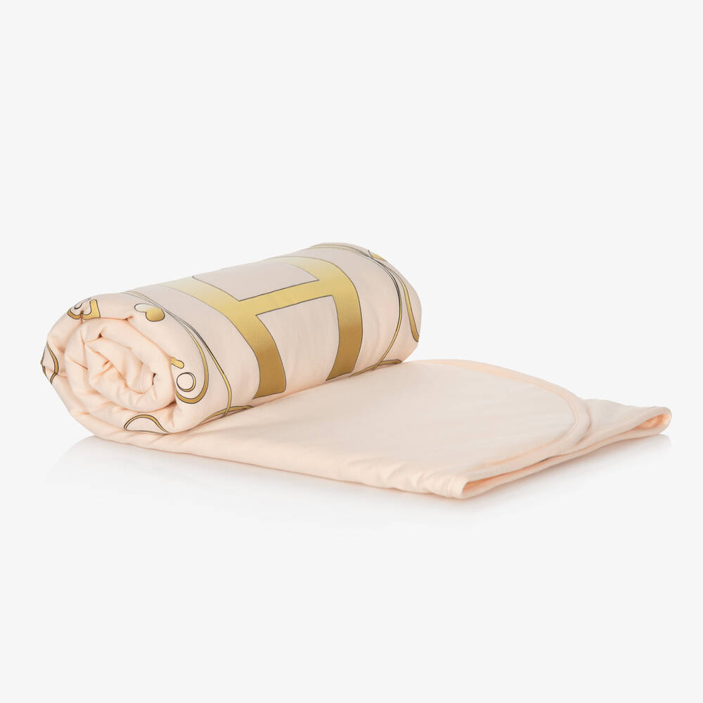 Aigner Girls Pink & Gold Pima Cotton Baby Blanket (90cm)
