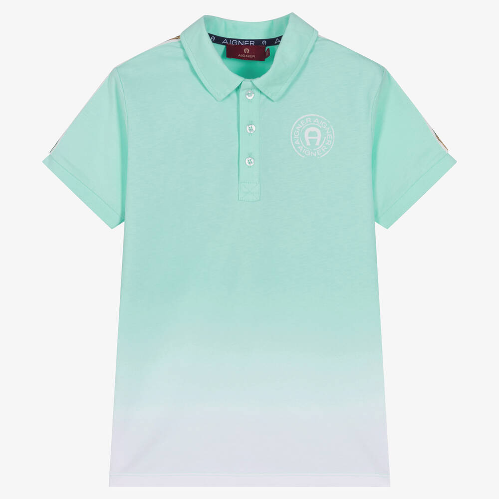AIGNER - Teen Boys Blue Cotton Logo Polo Shirt | Childrensalon