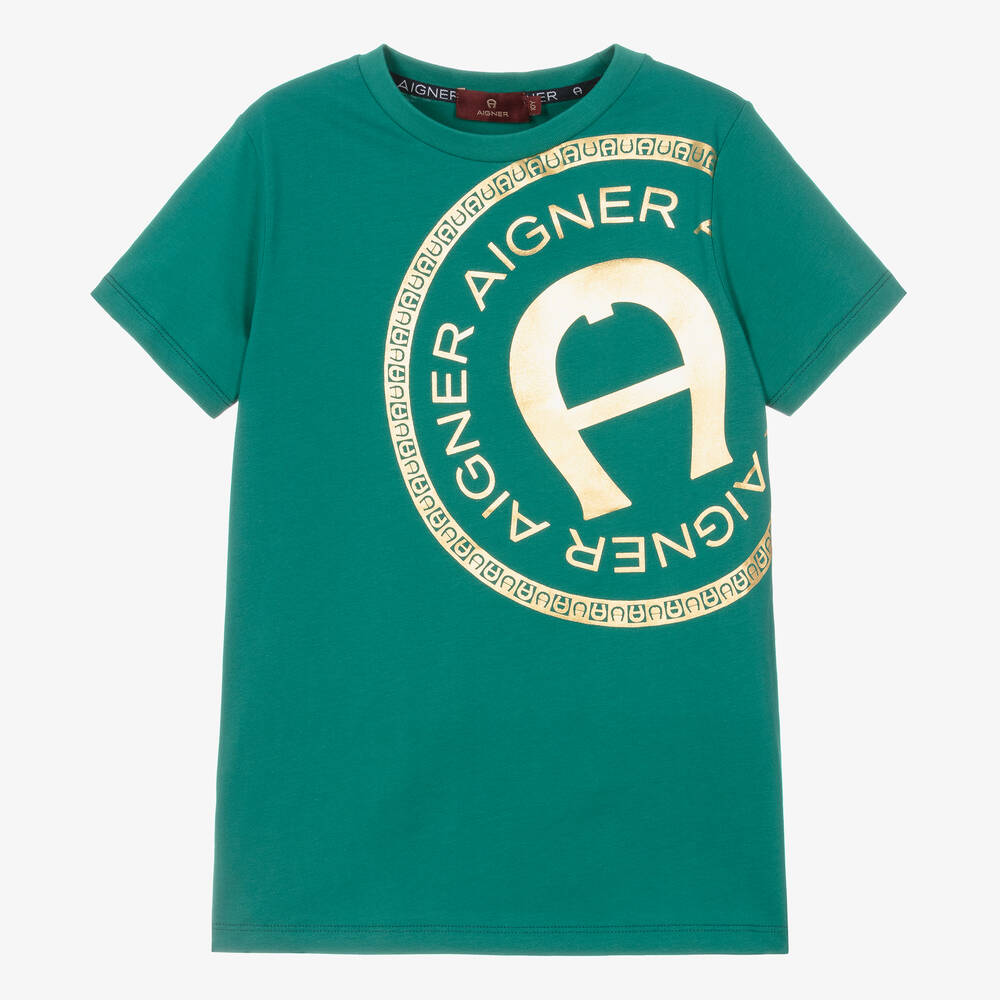 AIGNER - Teen Boys Green Cotton T-Shirt | Childrensalon