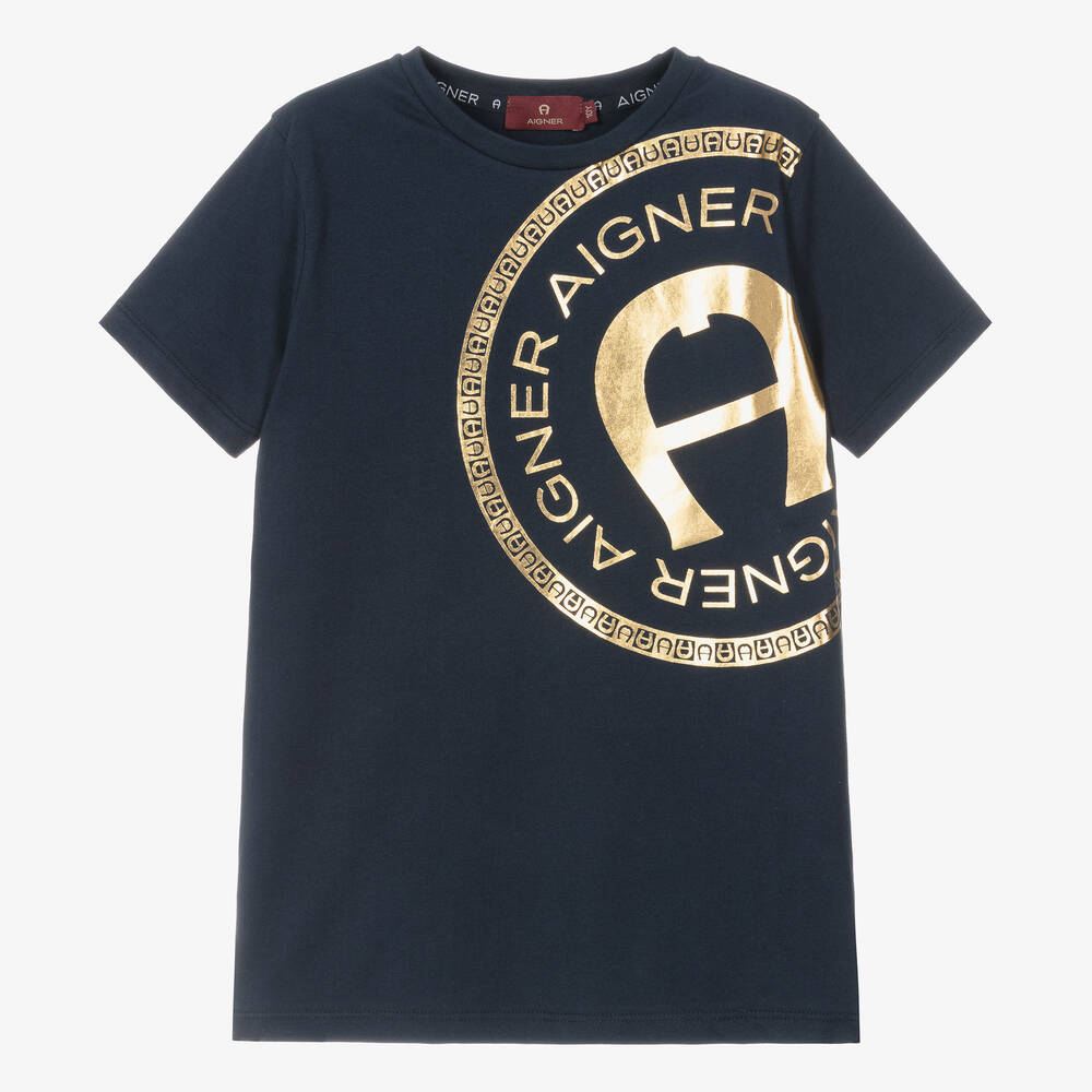 Aigner Teen Boys Navy Blue Cotton T-shirt