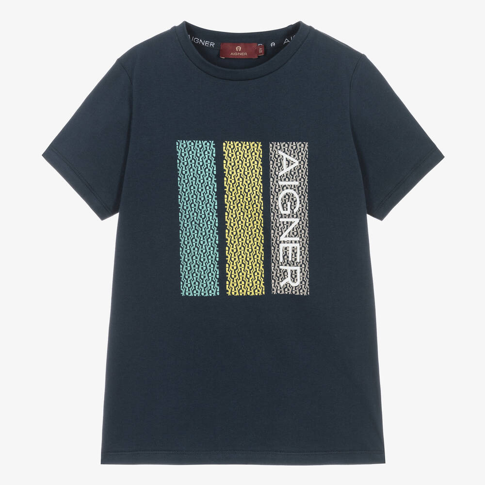 AIGNER - Синяя хлопковая футболка для мальчиков-подростков | Childrensalon