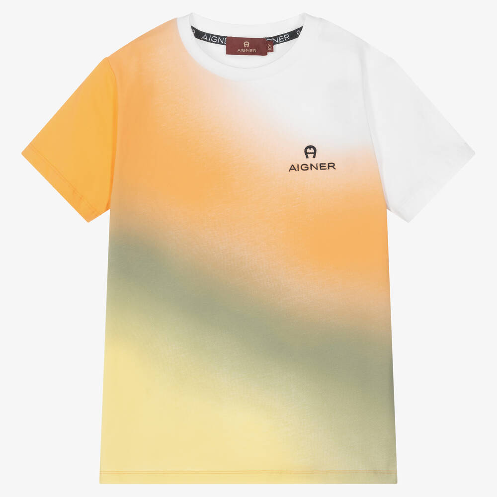 Aigner Teen Boys Orange Ombré Logo T-shirt
