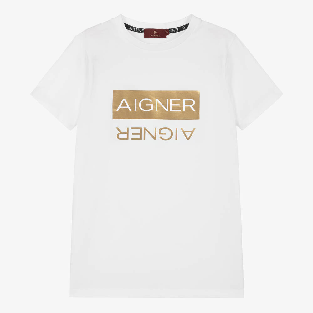Aigner Teen Boys White Cotton T-shirt