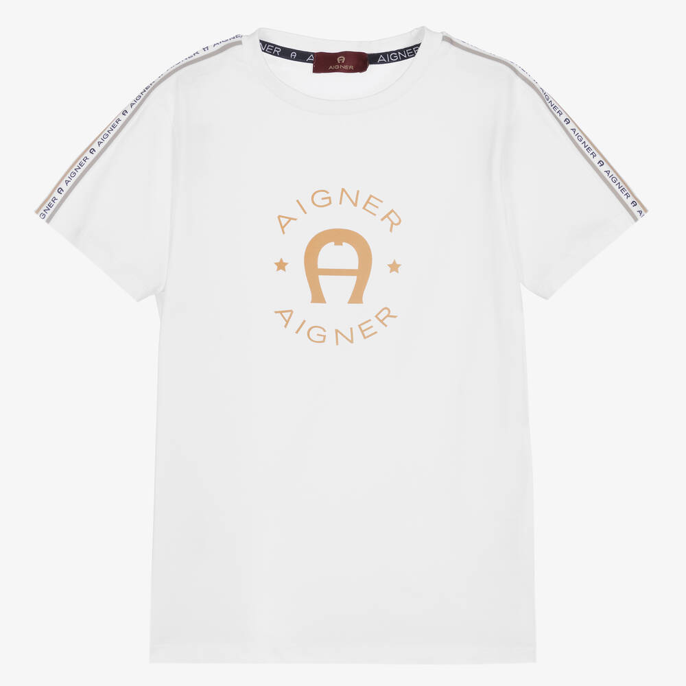 Aigner Teen Boys White Logo T-shirt