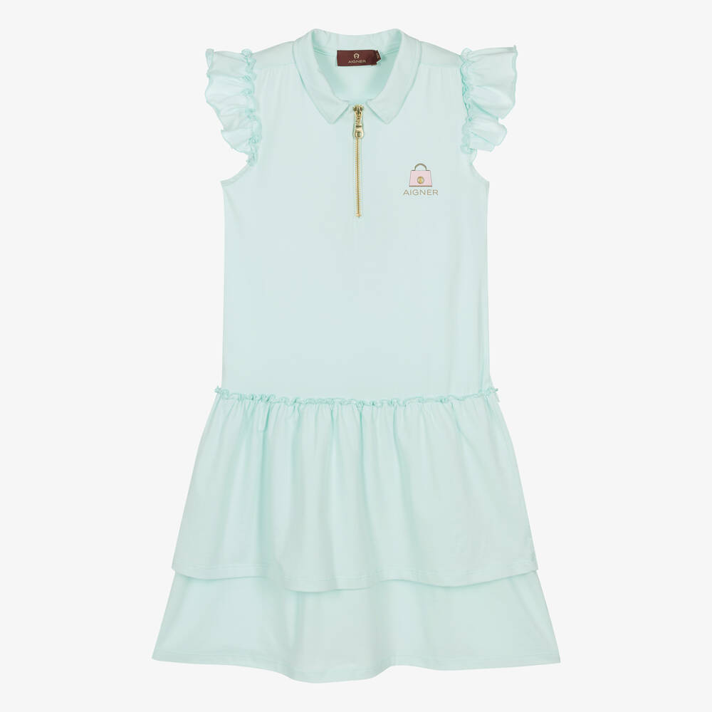AIGNER - Teen Girls Blue Cotton Polo Dress | Childrensalon