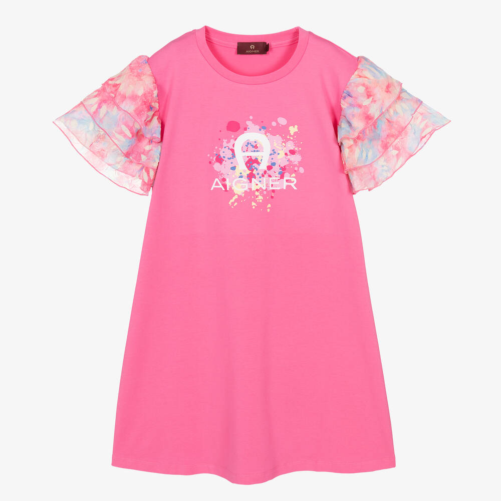 AIGNER - Robe t-shirt fuchsia et pastel ado | Childrensalon