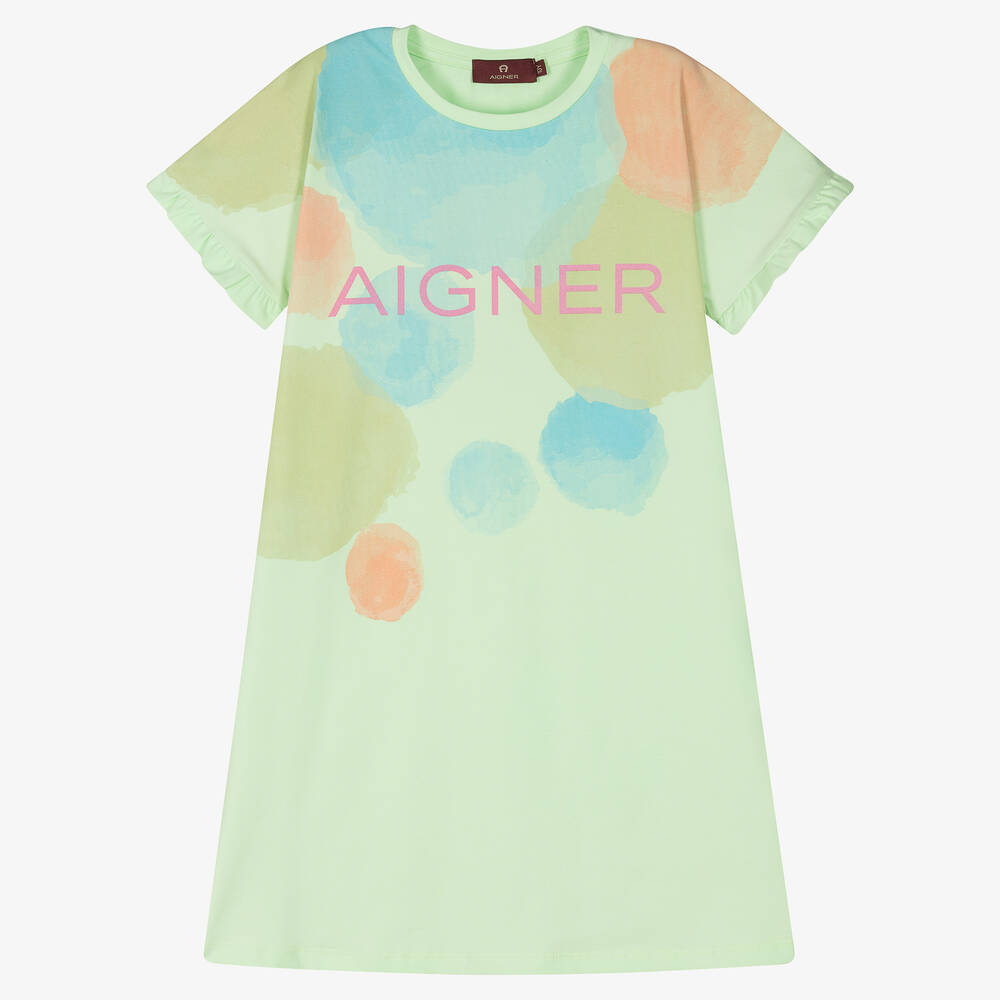 Aigner Teen Girls Green & Blue Cotton Dress