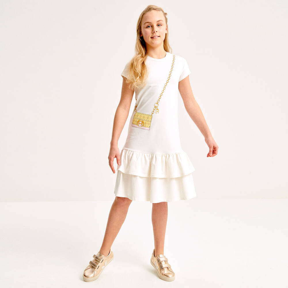 AIGNER - Teen Girls Ivory Cotton Dress | Childrensalon