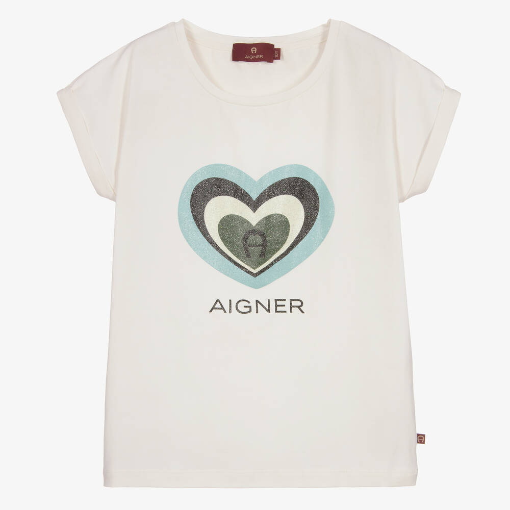 Aigner Teen Girls Ivory Cotton T-shirt