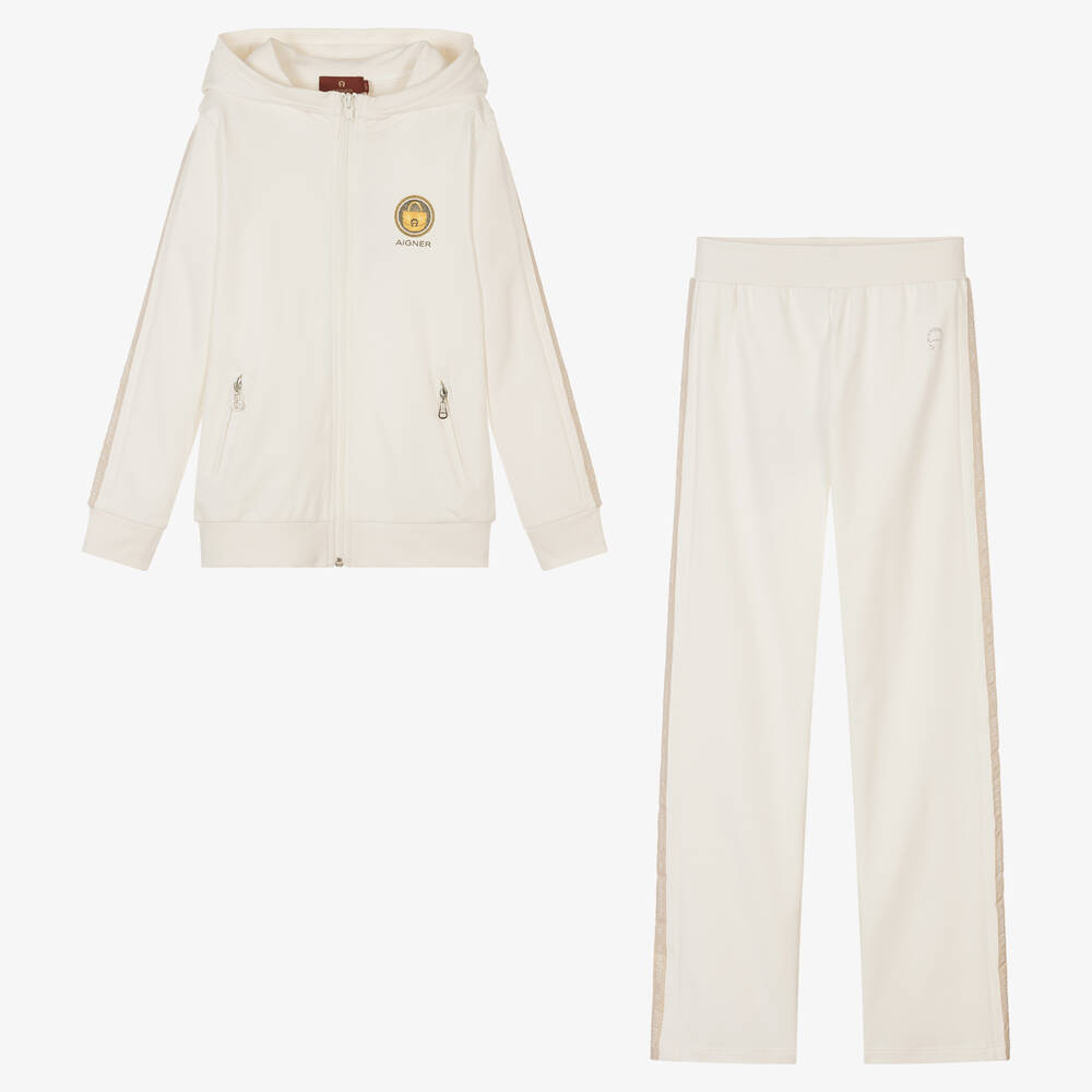 Aigner Teen Girls Ivory Cotton Tracksuit